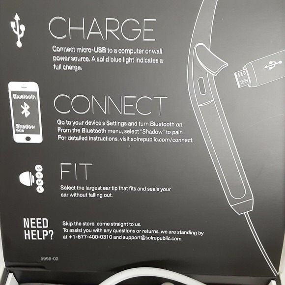 Sol Republic Shadow Wireless Head Set plus Ear tips,USB charge cable - Picture 3 of 9